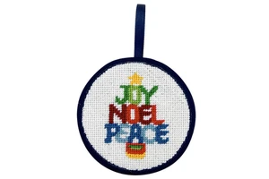 Mini Square Needlepoint Christmas Ornaments Set Santa Bell Wreath Design for Tree Hanging Holiday DIY Decor Factory Wholesale