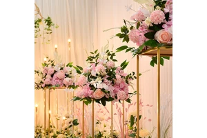 Purple Flower Wedding Table Decoration Silk Hydrangea Rose Artificial Flowers Centerpieces Table Decorations