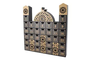 Eid Mubarak Wooden Countdown Calendar with Light Muslim Islamic Decorations 30 Days Eid Mubarak Crafts Table Decorations