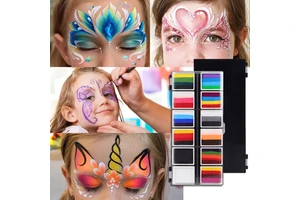 Face Paint Palette Body Painting Supplies Halloween Makeup Artist Body Art Water Activated Face Painting Kit Professional
