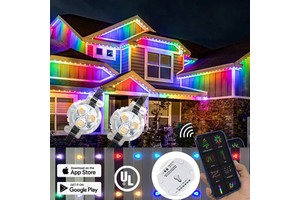 Customisable 12V 24V 3 Led Christmas Holiday Lights Smart Wifi Controller IP68 Permanent Outdoor Point Light for Eaves
