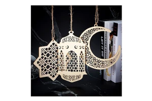 Islamic Gifts Party Supplies EID Mubarak Ramadan Wall Home Decorations Wooden Moon Star Pendant EID Decorations