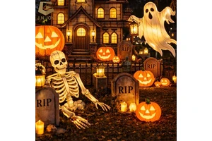 Weatherproof Steel Illuminations Light Festivals LED Halloween Skeleton Lantern Decoration Lighting For Zoo Night Attraction