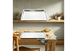 FLEY Stainless Steel Wholesale Perforated Tray Hospitality Mirror Polished Tray For Restaurant Buffet Catering Food Use