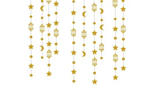 3 M EID Mubarak Swirl Banner Star Moon Ceiling Hanging Ornament Ramadan Kareem Decoration Islam Muslim Party Supplies