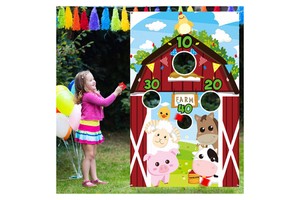 Nicro Farm Themed Party Kids Birthday Bean Bag Toss Games Banner With 4 Bean Bags Children Party Game Party Decorations Supplies
