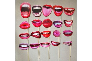 Fun Red Lip and Paper Beard Photo Props for Weddings and Parties Wedding Game Model Party Decoration Supplies