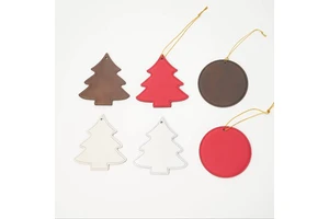 Laserable Engraved Personalized Christmas Tree Ornament - PU Leather Star Shape Hanging Decor for Xmas Tree Custom Design