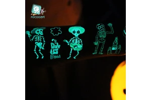 New Glowing the Dark Cartoon Face Tattoo Sticker Day of the Dead Skull Temporary Tattoo for Halloween Decorations Stickers