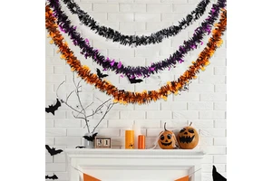 Wholesale Halloween Tinsel Garland Spooky Bat Metallic Tinsel Hanging Garland for Halloween Party Decoration Party Supplies