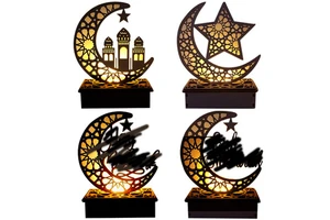 Islamic Decor Wooden Crescent Moon Eid Gift & Ramadan Table Decor Essential Ramadan Supplies