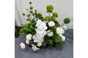 Multicolor Artificial Flower Row Wedding Floral Arrangement Road Lead Aisle Table Centerpiece for Event Decor