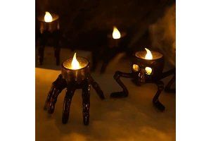 Halloween Party Atmosphere Props Decoration Ornaments Scary Fingers & Skull Stand LED Electronic Candle Light