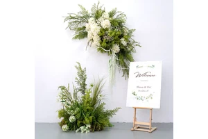 Green Silk Wedding Decoration Walkway Grass Outdoor Aisle Flower Table White Flower Runner Arrangement Ornaments Handmade