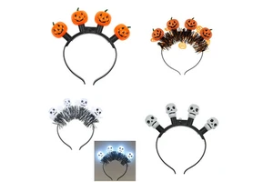 Wholesale Halloween Accessories Headband Pumpkin Ghost Shape 4 Lights Headband for Halloween Party Decoration