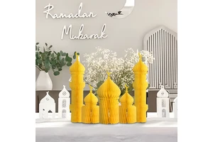 Ramadan Paper Honeycomb Festival Paper Ornaments with Magnets Eid Home Decorations