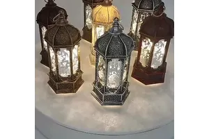 2025 Eid Ramadan Muslim Islamic Metal Lantern EID Mubarak Ramadan Kareem Reusable HST Party Supplies Red Black Silver