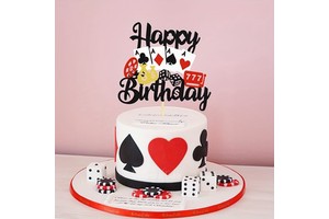 Casino Cake Topper Poker Game Happy Birthday Decorate Las Vegas Casino Night Theme Birthday Party Supplies
