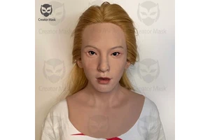 Realistic Silicone Woman Mask Blonde Beauty Handmade Real Skin For Halloween Easter Masque Actor Cosplay Movie Shooting