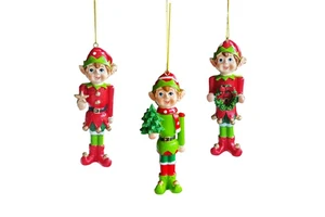 Wholesale Hand-Painted Resin Elf Ornaments Christmas Hanging Decor Pendant for Tree Decorations