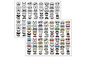 Face Sticker Eyes Mouth Cartoon Stickers Funny Labels Gift Decor for Crafts Kids Scrapbooks Cards DIY Party Supplies