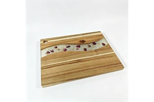 Dried Flower Cheese Board Rose Resin Art Charcuterie Board Wood Cutting Board For Romantic Table Setting