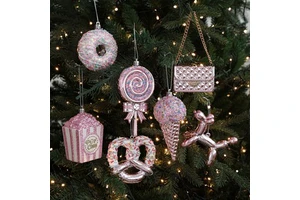 Christmas Tree Ornaments Hanging Glitter Candy Ornaments for Xmas Holiday Decoration
