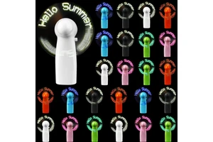 Custom Portable Mini LED Handheld Fan With Light-Up Message Display Programmable Text Message Halloween Party Favors Wand