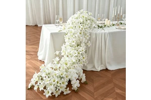 Artificial White Lily Waterfall Trailing Flowers High Quality European Style Wedding Table Hotel Banquet Decoration Wedding Road