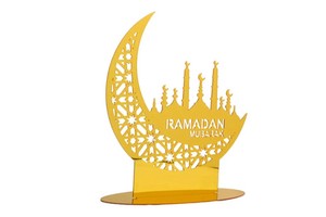 Eid Mubarak LED Light Moon Acrylic Ornament Ramadan Decoration Eid Kareem Home Desk Decor Muslim Festival Party Supplies
