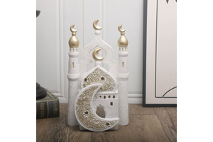 DAMAI Eid Moubarak Decor Resin Ornaments Gold Moon Castle Star Desktop Craft Supplies for Home Ramadan Muslim Decoration