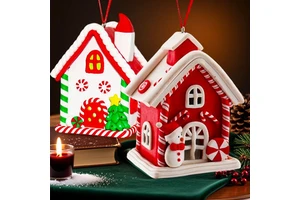 Custom Christmas Tree Led Gingerbread Houses Claus Pine Needles Snowman Glowing Hanging Ornaments Santa View Holiday Gift Decor