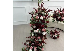 Fast Delivery Luxury Floral Table Runner Real Touch Artificialsilk Flowers for Hotel Dining & Wedding Decorations