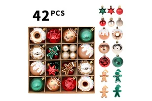 Ychon Hot Selling Christmas Ball Decorations Exquisite Colored Plastic Christmas Ball Set Christmas Tree Hanging Ornaments