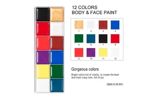40g 12-Color Face Makeup Paint Palette for Birthday Carnival School & Halloween Events Body Painting Supplies