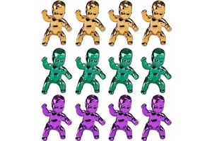 Baby Shower Ice Cube Game Party Favor Supplies Metallic Purple Green Gold Mini Baby Figurines Mardi Gras King Cake Babies