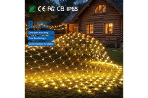 Romantic Atmosphere 240V/24V Outdoor PVC Net Light LED Glue Bubble Shell IP65 Rating 1.5x1.5m Warm White Christmas Holiday