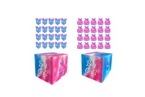 LINDOJUNI Boy or Girl Guessing Game Props for Newborn Baby Shower Gender Reveal Party Supplies
