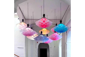 Large Electric Flowers Led Open and Close Lighting Automatically Mechanical Kinetic Lifting Flower Electrical Chandelier