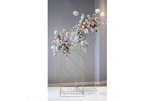 Home Wedding Decoration Centerpieces Rectangular Metal Gold Flower Ball Stand Table Centerpieces