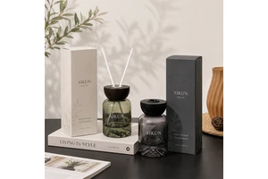 AIKUN 7 Days Bulk Delivery Reed Diffuser Gift Set Lasting Low MOQ Private Label Home Fragrance Supplier
