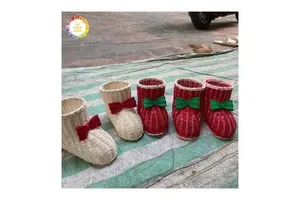 Rustic Wicker Rattan Christmas Ornament Set - Winter Unique Christmas Home Decoration Supplies Party Hanging Tree Handmade
