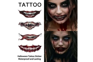 YZ New Body Art Waterproof Colorful Halloween Horror Big Mouth Face Sticker Disposable Sticker Funny Makeup Party Tattoo Sticker