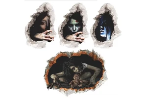 Wholesale Scary 3D Stereo Bloody Broken Ghost Stickers Halloween DIY Wall Decoration for Home Party