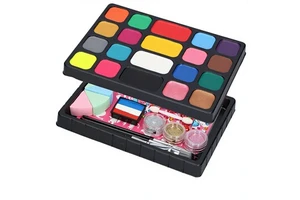 Washable Professional Face Art DIY Pro Set 20 Vibrant Colors Body Paint Makeup Kit With Brushes Sponges Glitters For Cosplay