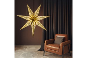 Motif Lights Customized Gold Shining Paper Star Lamp 4100K Neutral White Indoor Christmas Lights Festive Decorations