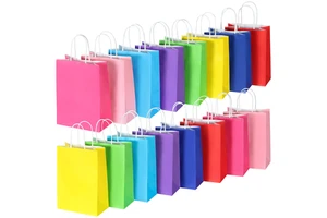 Colorful Paper Corporate Gift Bags Twisted Handle Shopping Bags Custom Logo Party Favor Packaging Environment-Friendly 4-Color