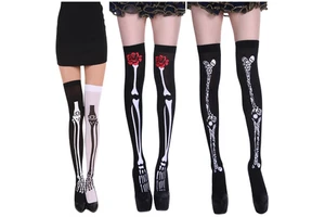 Halloween Bone Stockings 2PCS/Set Decoration with Halloween Bowknot Rose Heart Halloween Party Supplies Decor for Girls