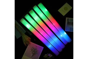 Giant 18 Inch Foam Glow Sticks LED Light Batons for New Year Concerts and Mardi Gras Parties Glow in the Dark Favors