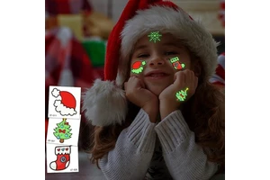 Kids Favorite Cartoon Christmas Face Temporary Set Stickers Glow-in-the-Dark Tattoos